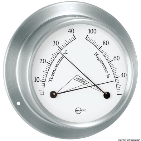 Hygro-thermométer Barigo Sky inox satiné/blanc | EAN 8033137117466 Ref 28.985.01