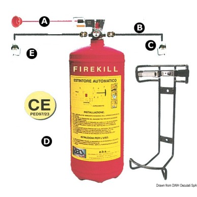 Système d'extinction Firekill + pressostat 3 kg | EAN 8033137119620 Ref 31.519.13
