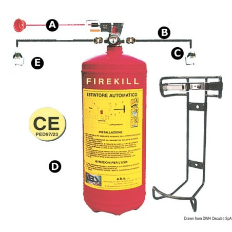 Système d'extinction Firekill + pressostat 12kg | EAN 8033137119644 Ref 31.519.22