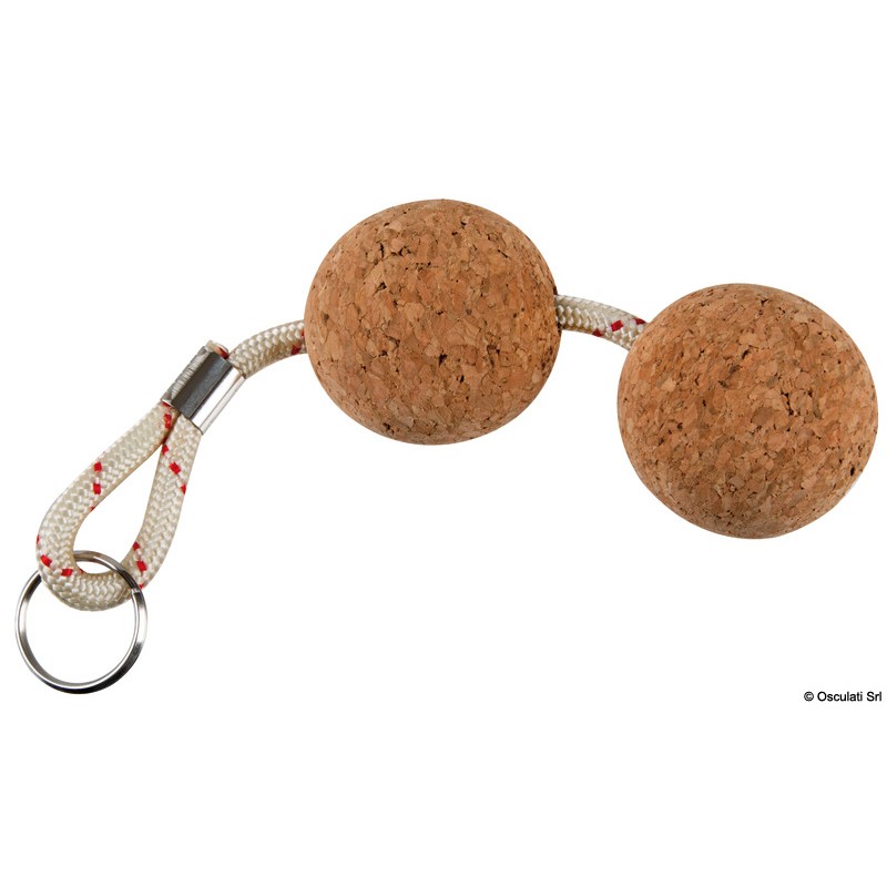 
Porte-clés flottant en liège deux boules 
