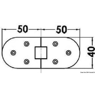 Charnière moulage vis sans tête 100 x 40 mm | EAN 8033137128448 Ref 38.290.20