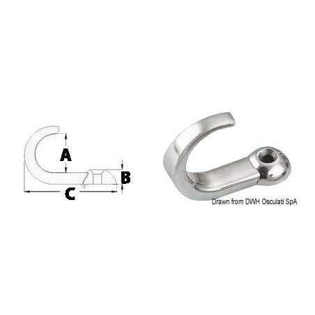 Crochet AISI316 15x5,7x35,8 mm | EAN 8033137128462 Ref 38.301.08