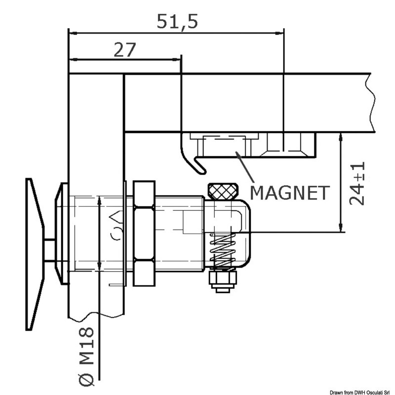 
Fermeture Flush Lock ovale type A magnétique 
