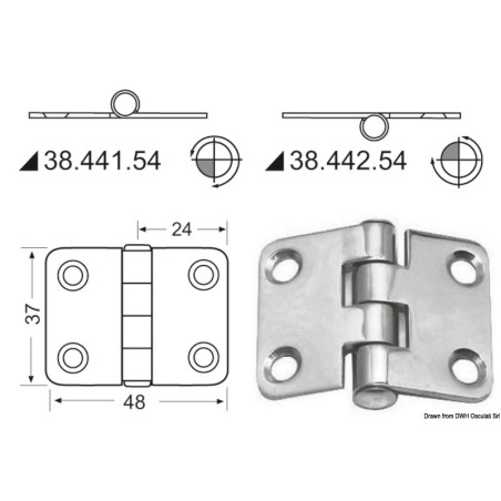 Charnière renversé 48x37 mm | EAN 8033137129278 Ref 38.442.54
