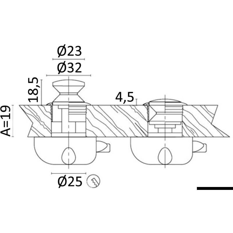 
Pommeau laiton chromé 23 mm 
