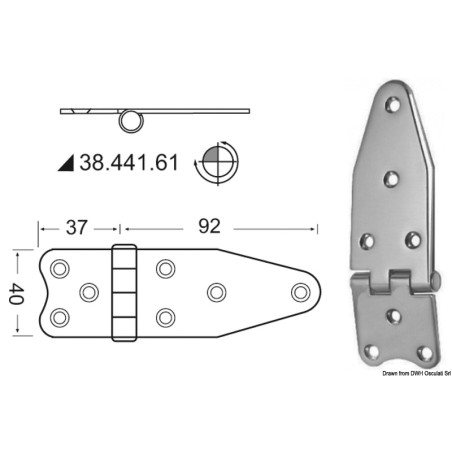 Charnière renversé 129x40 mm | EAN 8033137005138 Ref 38.441.61