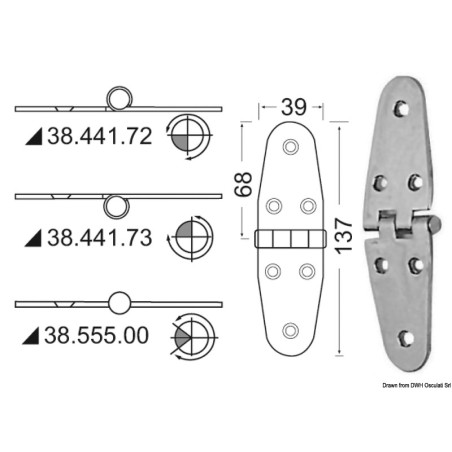 Charnière renversé 137x39 mm | EAN 8033137005176 Ref 38.441.73