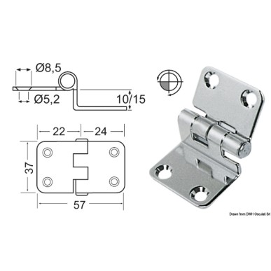 Charnière porte--faux 57x37x15 mm | EAN 8033137129209 Ref 38.441.56