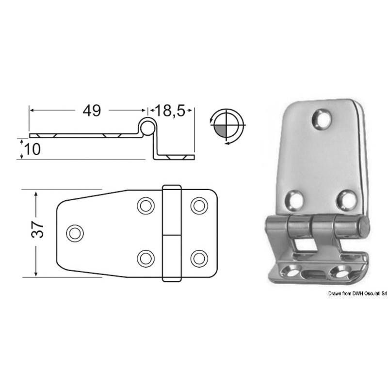 
Charnière porte--faux 67,5x37 mm 
