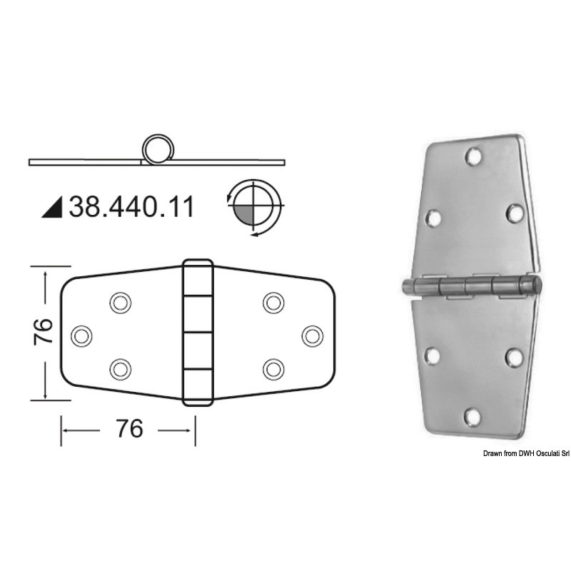 Charnière 2 mm nœud saillant 152x76 mm
Charnière 2 mm nœud saillant 152x76 mm
