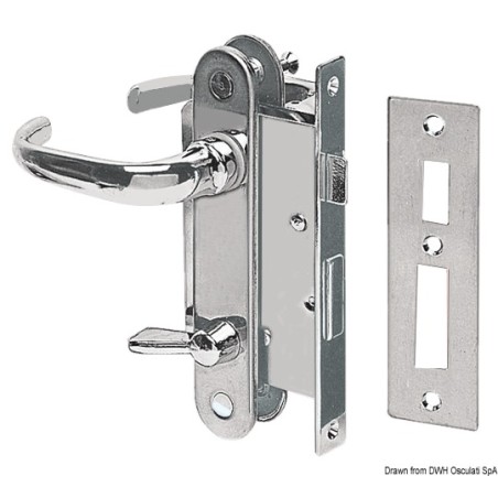 Serrure laiton chromé 2 plaques+ poignées droite | EAN 8033137038440 Ref 38.347.40DX