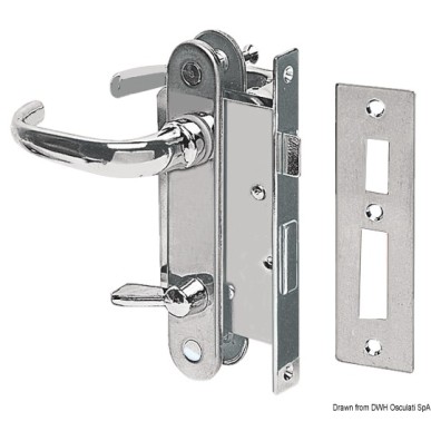 Serrure laiton chromé 2 plaques+ poignées droite | EAN 8033137038440 Ref 38.347.40DX