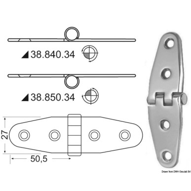 Charnière nœud saillant 101x27 mm | EAN 8033137005848 Ref 38.840.34