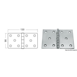 Charnière inox 130x90 mm  Ref 38.822.06