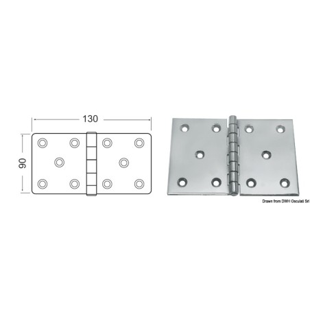 Charnière inox 130x90 mm  Ref 38.822.06