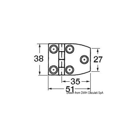 Charnière inox av. 51x38 trap| EAN 8033137005725 Ref 38.821.05