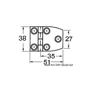 Charnière inox av. 51x38 trap| EAN 8033137005725 Ref 38.821.05