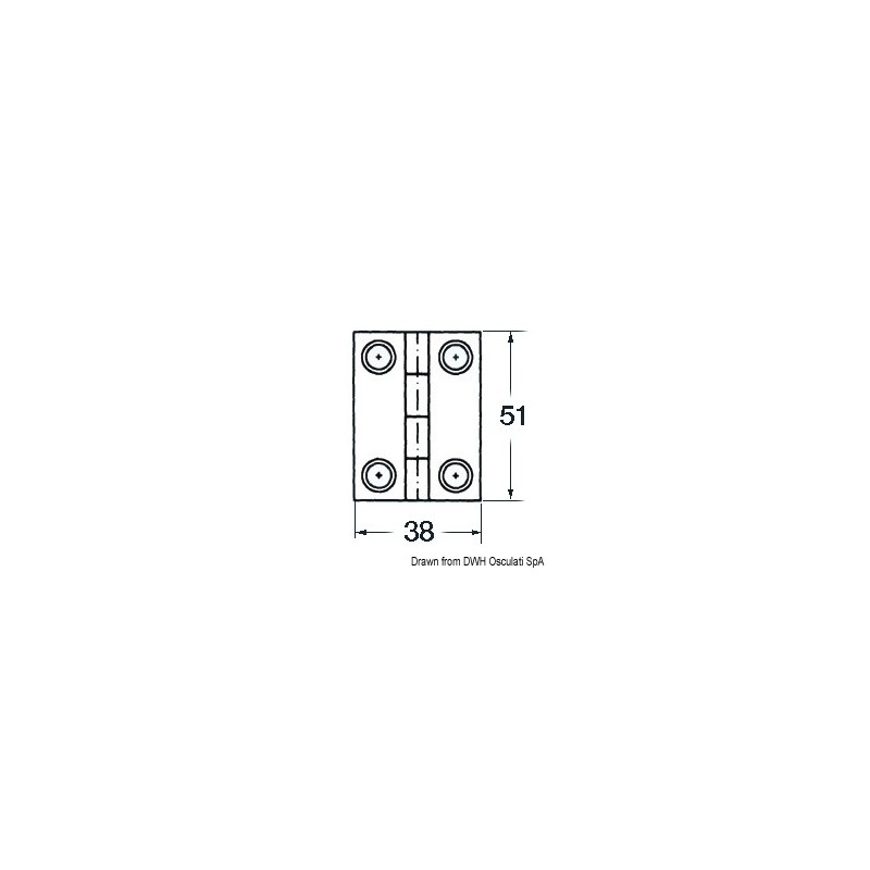 
Charnière rectangulaire inox 4 douilles 51x38 mm 
