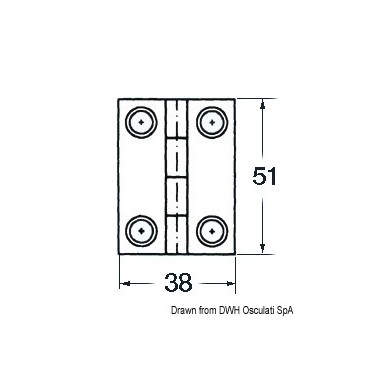 Charnière rectangulaire inox 4 douilles 51x38 mm | EAN 8033137005688 Ref 38.821.01