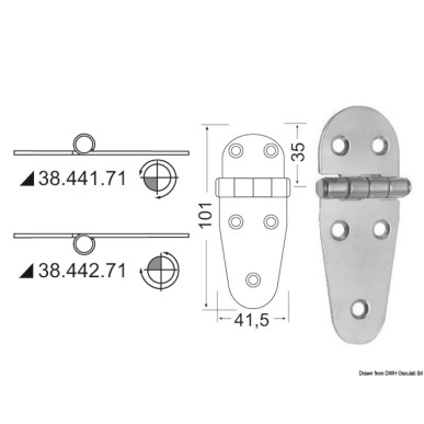 Charnière inox | EAN 8033137005541 Ref 38.554.00