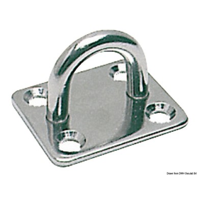 Platine rectangulaire inox + anneau 8 mm | EAN 8033137130809 Ref 39.320.08
