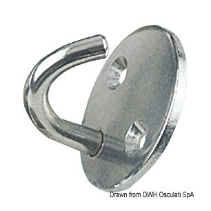 Crochet sur plaque tonde inox poli 6 mm | EAN 8033137130861 Ref 39.324.02