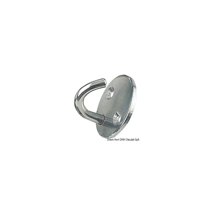 
Crochet sur plaque tonde inox poli 6 mm 
