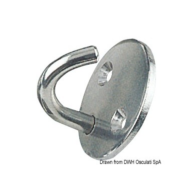 Crochet sur plaque tonde inox poli 6 mm | EAN 8033137130861 Ref 39.324.02