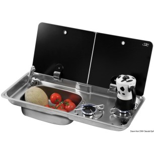 Plan cuisson 2 feux gauche couvercle vitre fumé | EAN 8033137154690 Ref 50.805.07