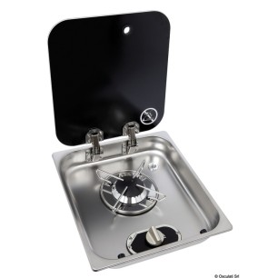 Plan cuisson inox couvercle fumé 1 feu encastrement 119 mm | EAN 8033137201028 Ref 50.715.01