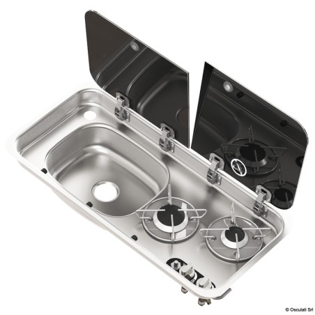 Plaques de cuisson acier + couvercle verre| EAN 8033137226045 Ref 50.714.04