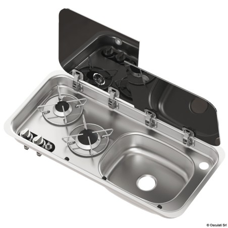Plaques de cuisson acier + couvercle verre| EAN 8033137226038 Ref 50.714.03