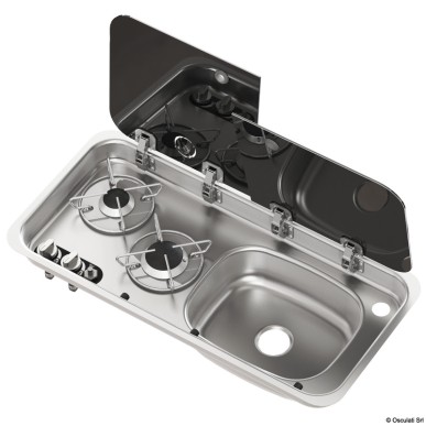 Plaques de cuisson acier + couvercle verre| EAN 8033137226038 Ref 50.714.03