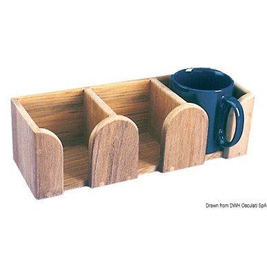 Porte-tasses teck 3 emplacements 295x100x90 mm | EAN 8033137173592 Ref 71.371.20
