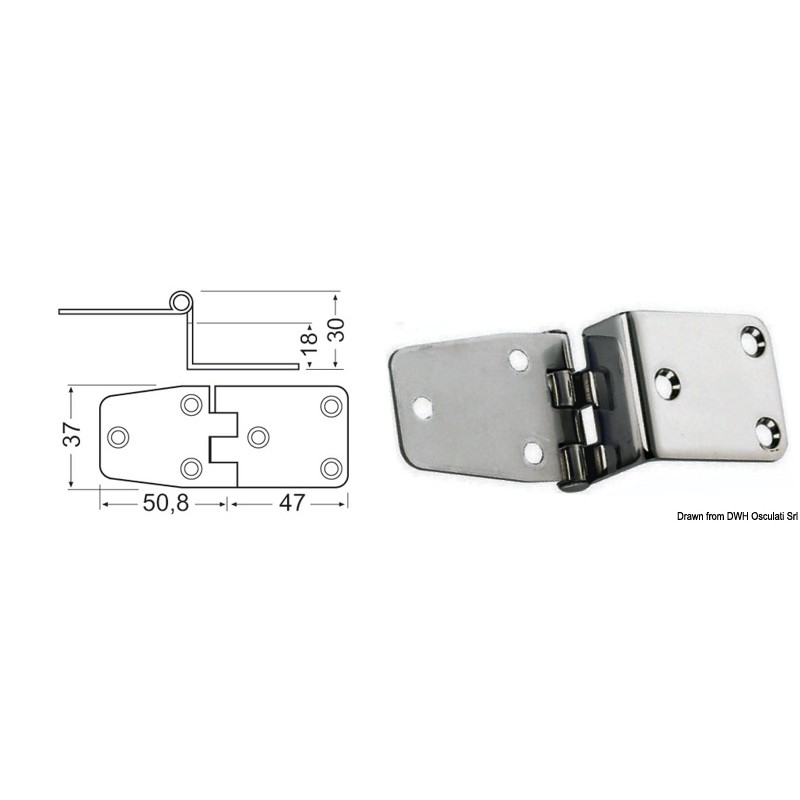 
Charnière porte--feux 97,8x37 mm 
