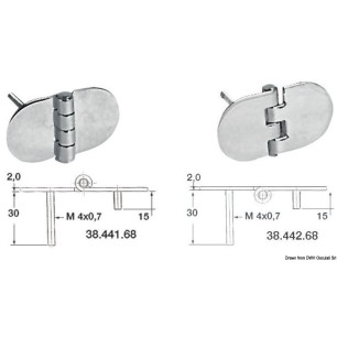 Charnière nœud saillant inox polimiroir68,5x38,5mm | EAN 8033137005145 Ref 38.441.68