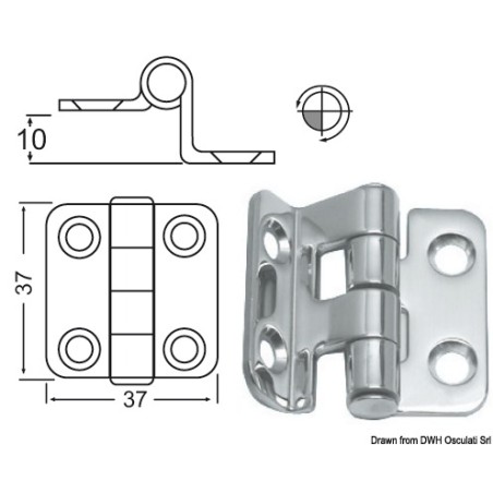 Charnière porte--faux 37x37 mm | EAN 8033137005121 Ref 38.441.59