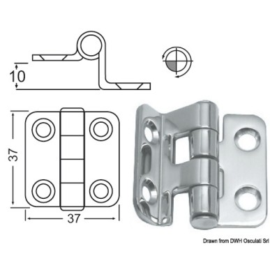 Charnière porte--faux 37x37 mm | EAN 8033137005121 Ref 38.441.59
