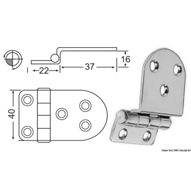 Charnière porte--faux 59x40 mm | EAN 8033137129216 Ref 38.441.58