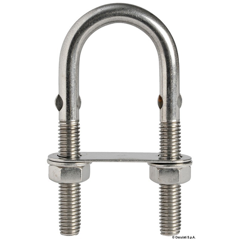 
Cavalier en U inox avec ronde pincé 80mm x M8 mm 
