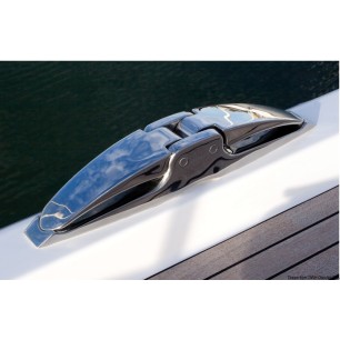 Taquet rabattable WING, fermé, en inox 316 480x75 mm -Charge de rupture 24 T. Osculati. Réf. 40.145.03