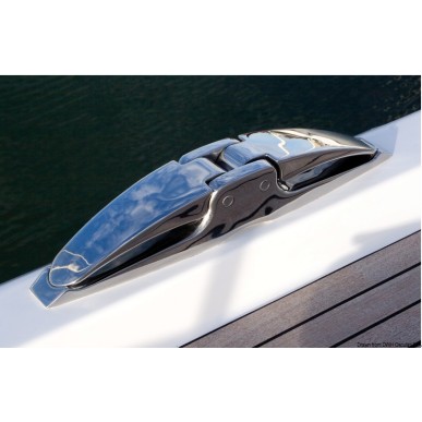 Taquet rabattable WING, fermé, en inox 316 480x75 mm -Charge de rupture 24 T. Osculati. Réf. 40.145.03
