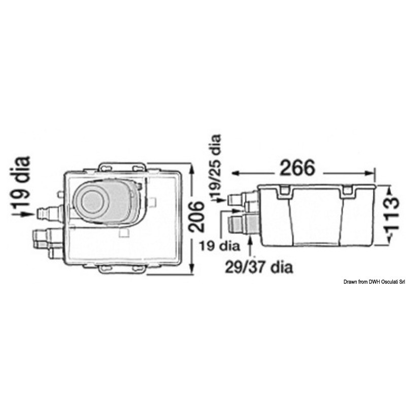 
Collecteur eaux usées avec pompe Attwood 12V 27l/m 
