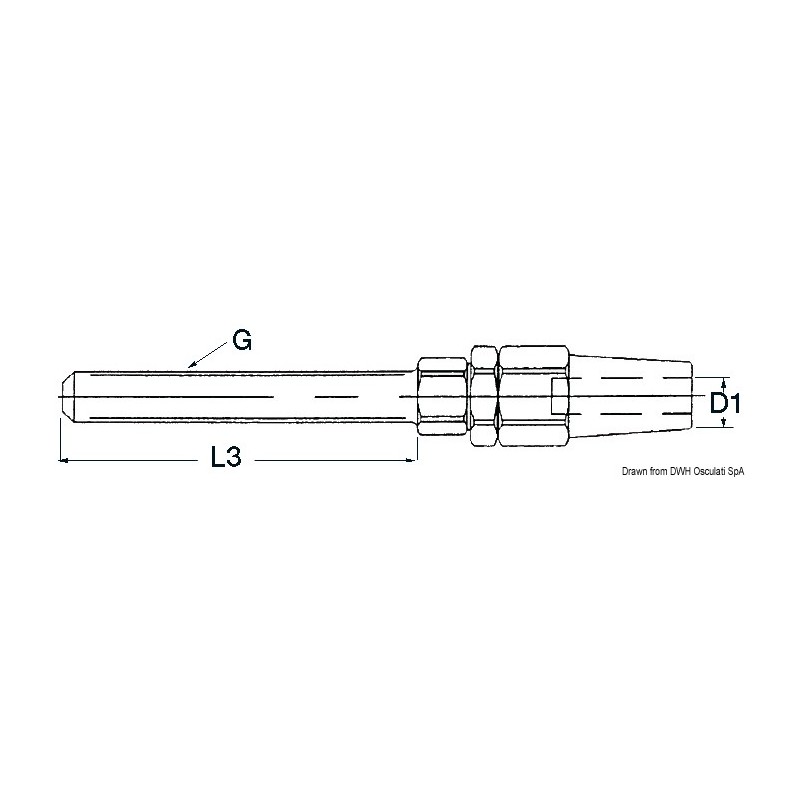 
Terminal inox pour ridoirs Ø 3 mm 
