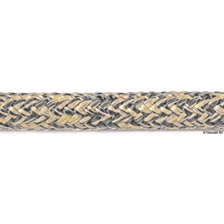 
Double tresse Kevlar et polyester jaune-gris 8 mm 
