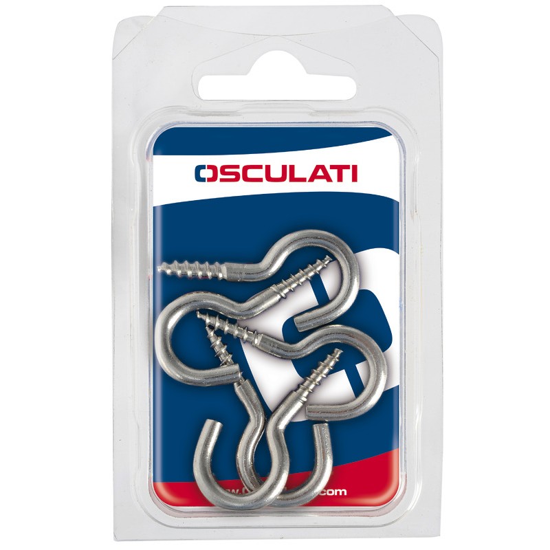 
Crochet inox courbés  vis 44 x 4 mm Blister 5 pièces
