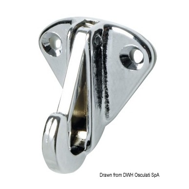 Platine en AISI 316 avec crochet ouverture 10 mm. Réf. Osculati 09.172.02, EAN-13 8033137080869