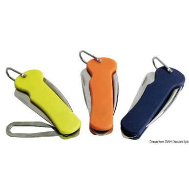 
Couteau voile inox poignée en plastique bleu 
