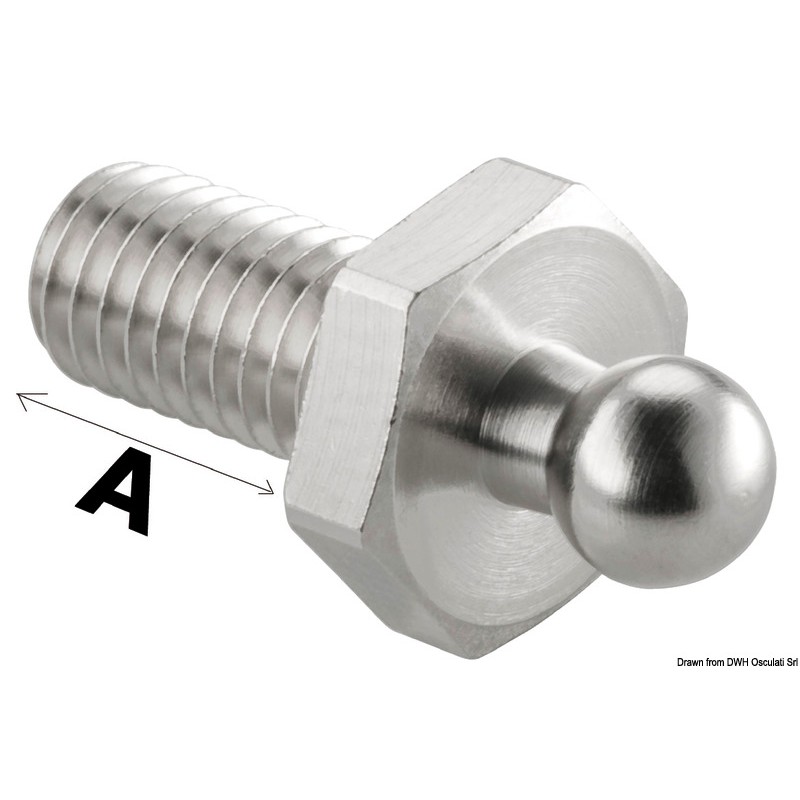 
Bouton mâle inox Loxx avec vis + écrou 
