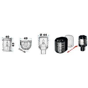 
Feu de navigation Utility 88 noir/proue blanc 
